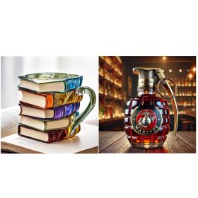 Painted Book Coffee Cup Unique Book Stacking Coffee Cup (Option: Type B set1-1PCS)